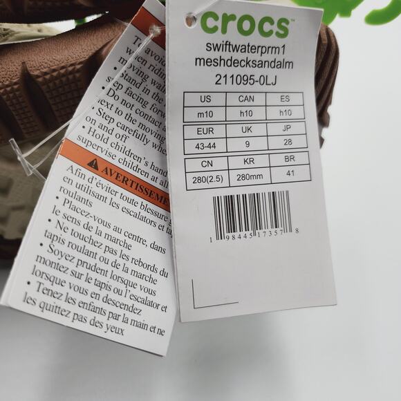 Men’s Size 10 Crocs Deck Sandal Swiftwater Mesh Upper Lightweight Beige 211095 main image 3